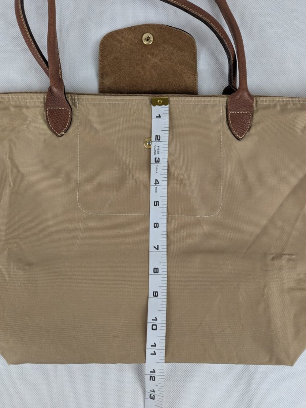Longchamp Le Pliage Tote Bag Beige - Nylon/Leather - Authentic - Ready To Ship - Picture 12 of 15